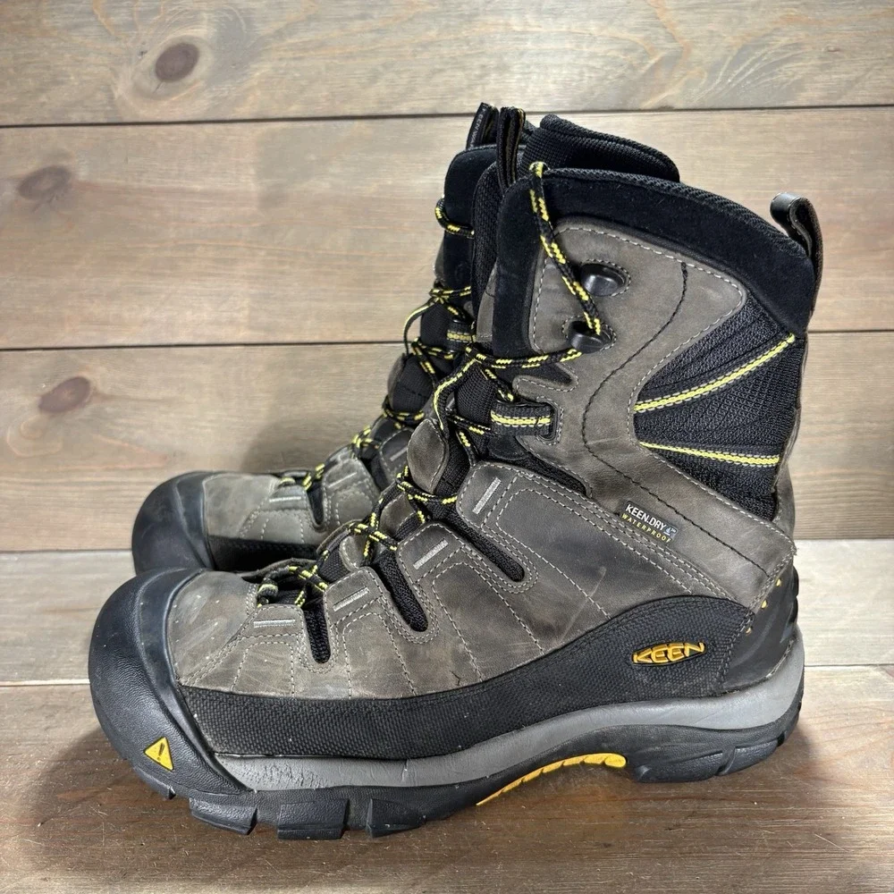 keen summit county mens size 9.5 shoes brown leather waterproof snow boots